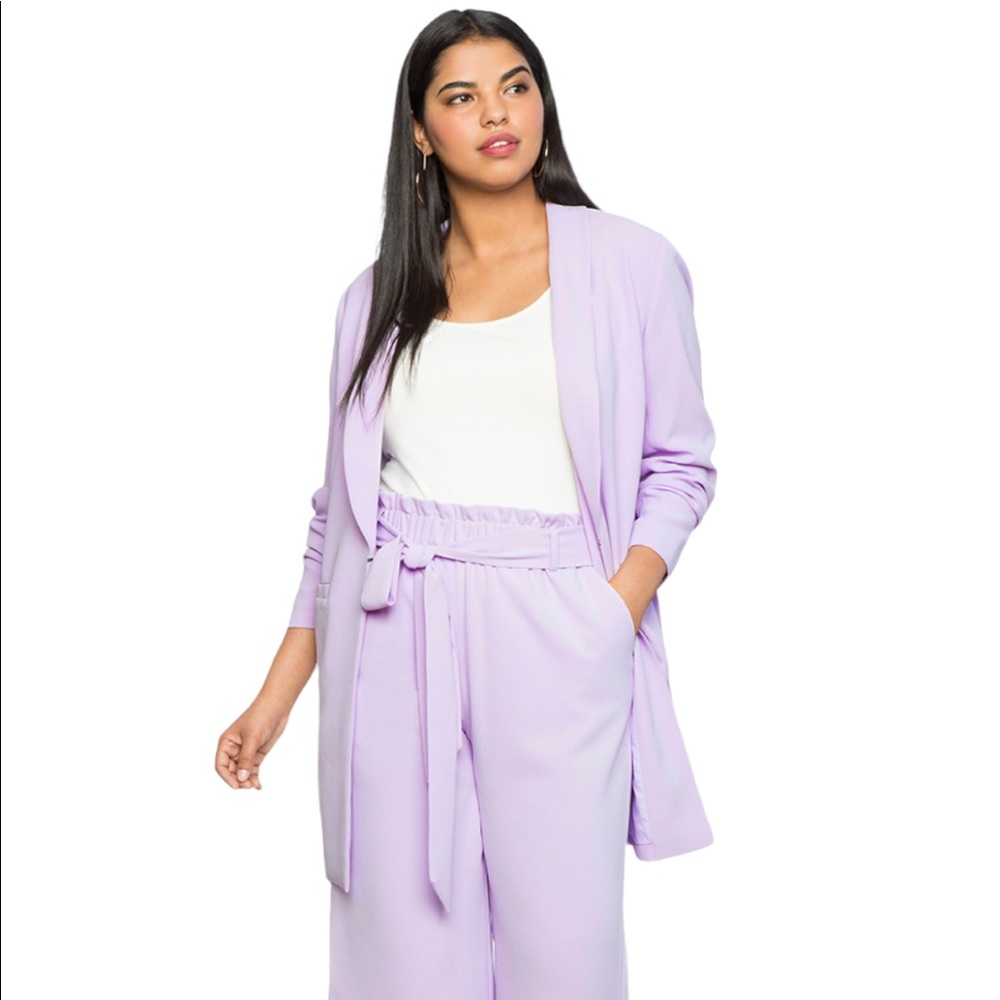 NWT ELOQUII Women Long Essential Purple Blazer